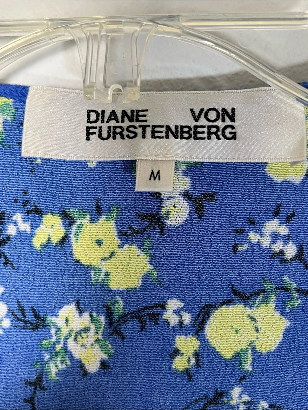 Diane von Furstenberg Emilia Wrap Dress Blue Yellow Floral M